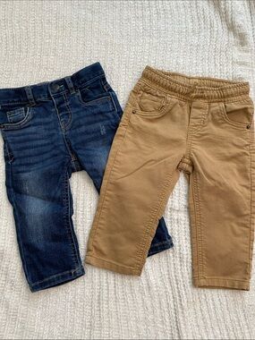 Cat & Jack Toddler Jeans and Khaki Pull-On Pants - Blue & Tan